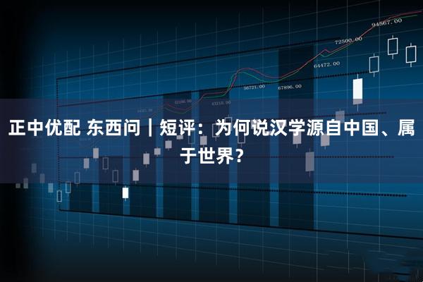 正中优配 东西问｜短评：为何说汉学源自中国、属于世界？